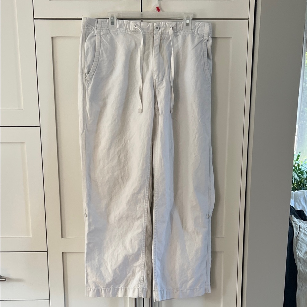 GAP White Linen Blend Casual Pants